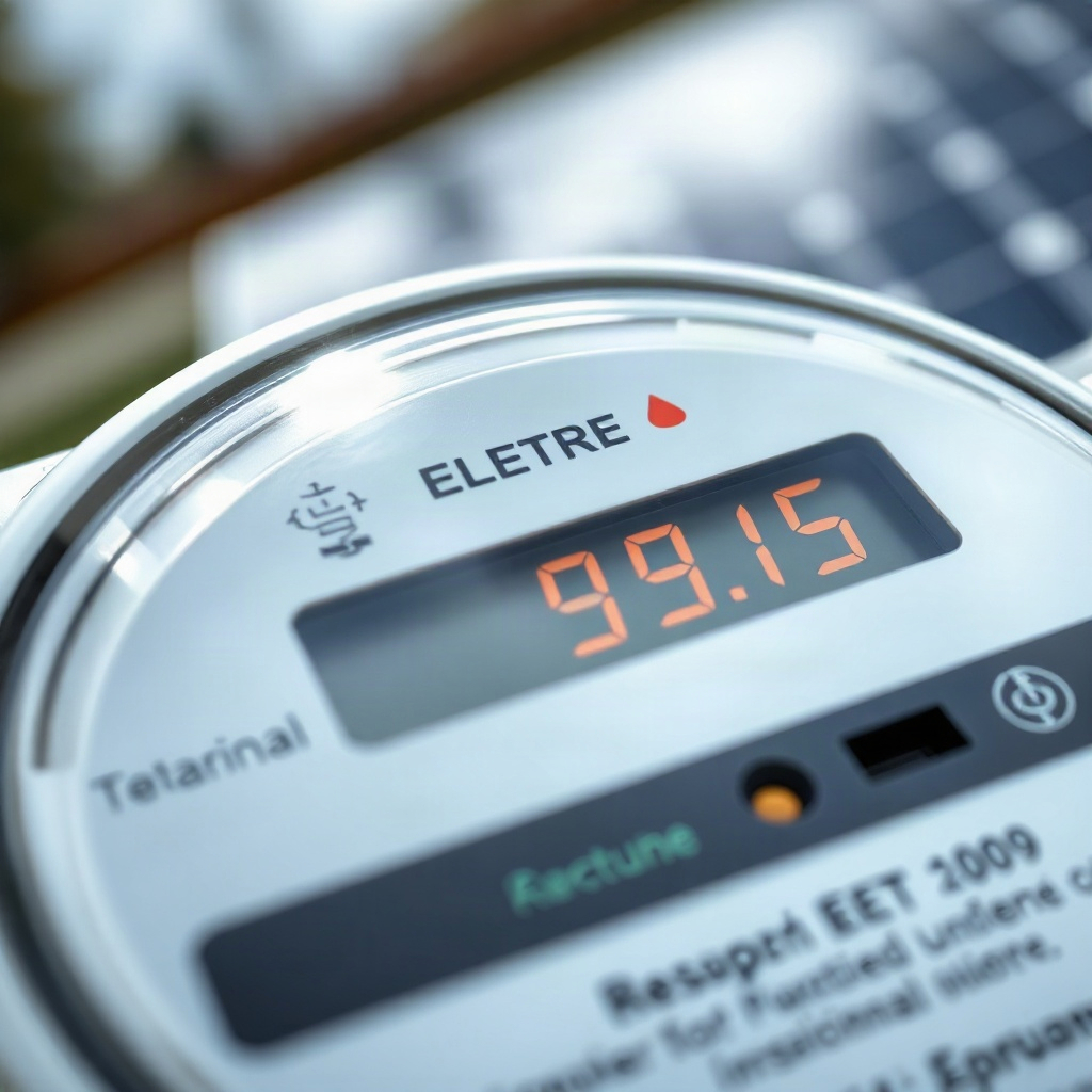 Close up of a residential electricity meter or bill showing usage numbers highlighted